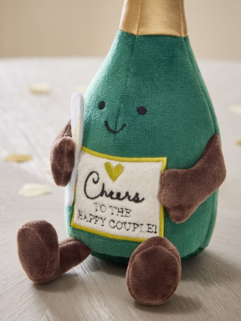 Green Cheers bottle plush ornament 18cm, imported from the UK