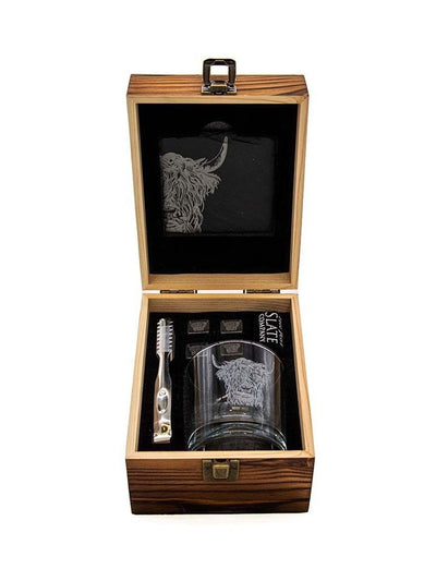 Selbrae House Grey Highland Cow Whisky-Set