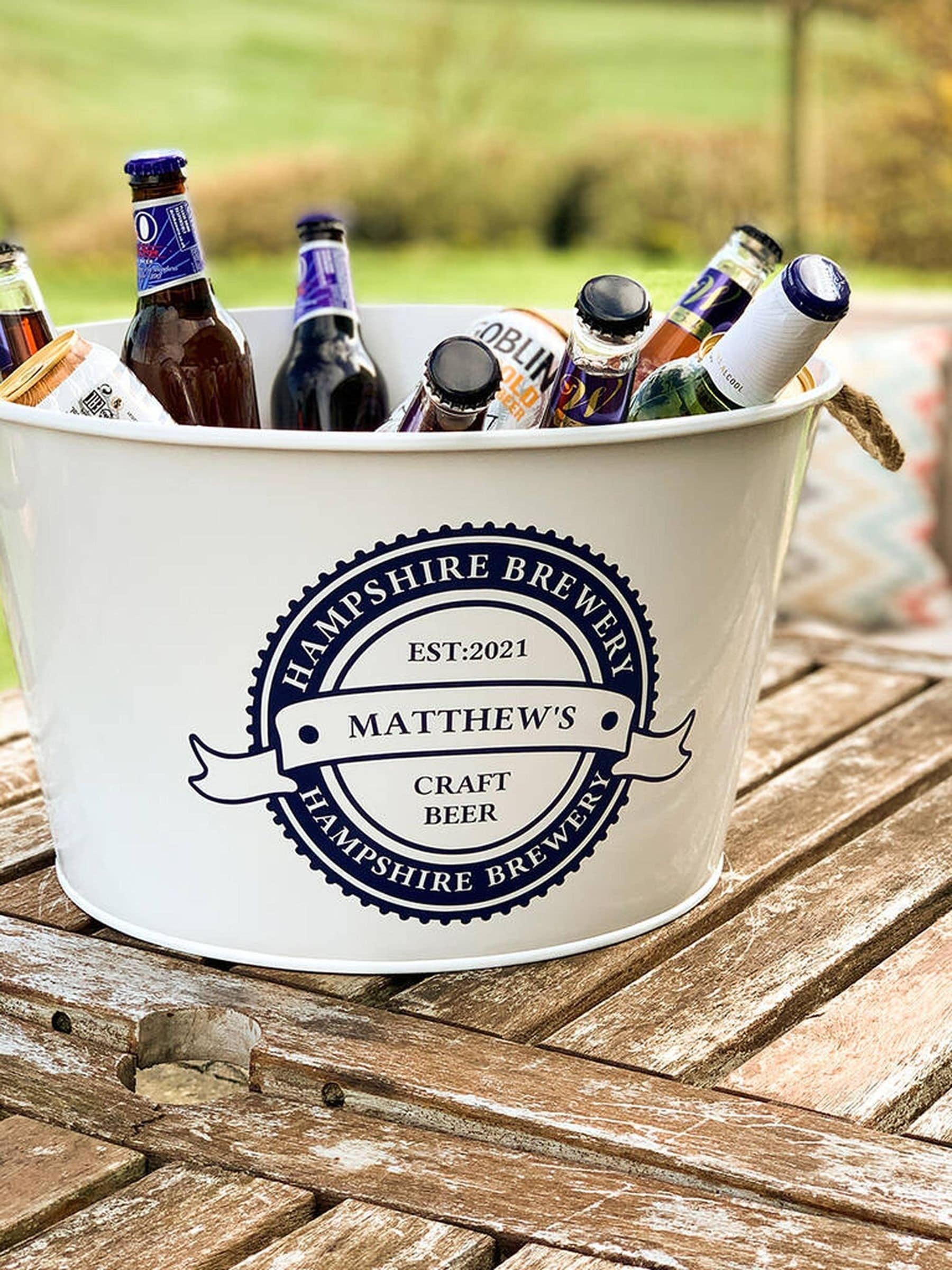 Jonnys Sister personalised beer bucket 37cm, imported from the UK