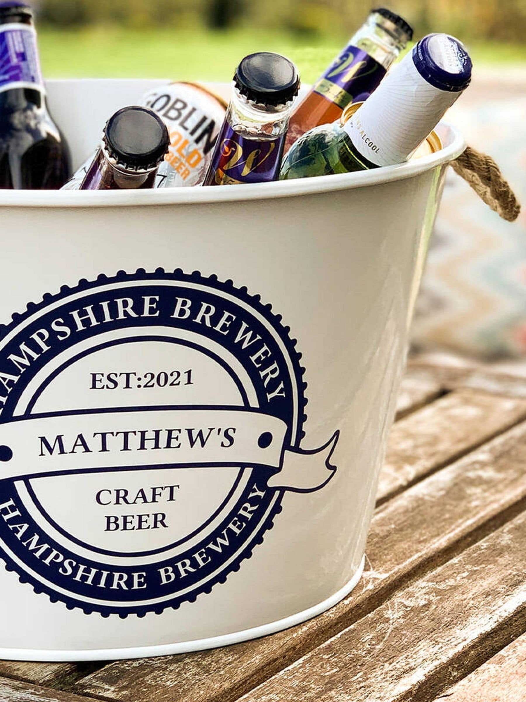 Jonnys Sister personalised beer bucket 37cm, imported from the UK
