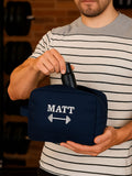 Jonnys Sister personalised gym wash bag, custom with initials and name (British brand)