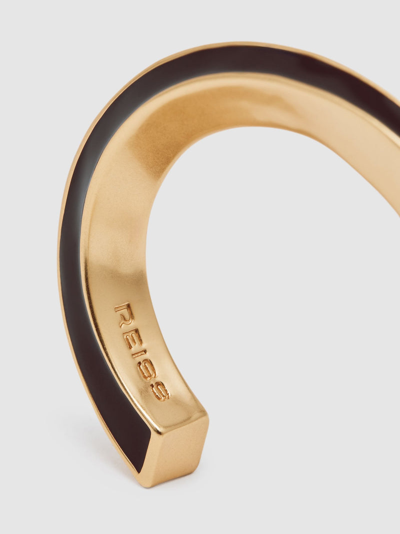Reiss gold tone Thea twist enamel cuff bracelet 1cm width (British brand)
