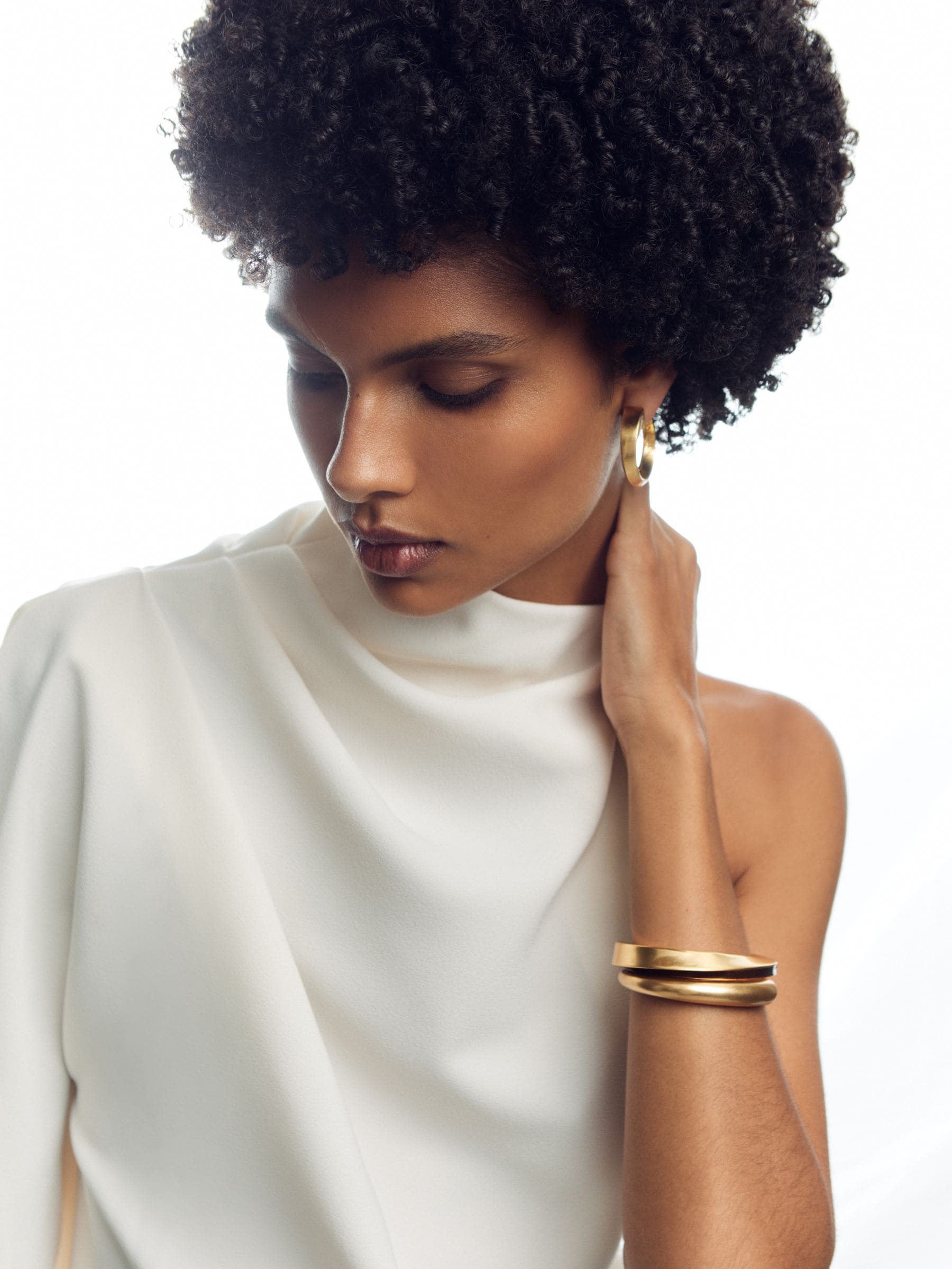 Reiss gold tone Thea twist enamel cuff bracelet 1cm width (British brand)