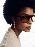 Gold-Tone Dome Drop Earrings with Hypoallergenic Posts