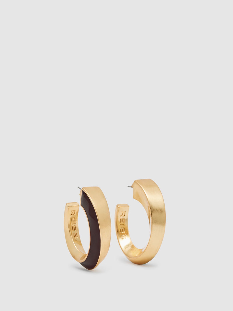 Reiss gold tone Thalia twist hoop earrings 3cm, imported from the UK