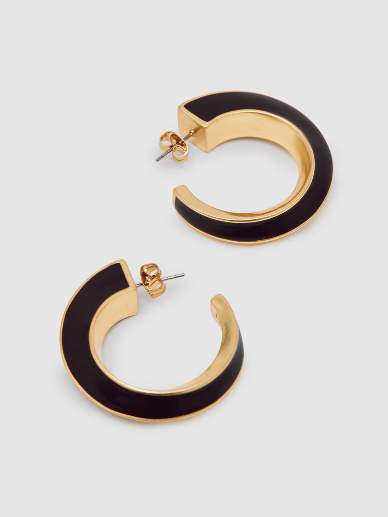 Reiss gold tone Thalia twist hoop earrings 3cm, imported from the UK
