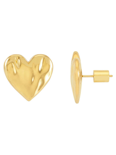 Estella Bartlett Gold Tone Oversized Waterproof Molten Heart Studs Earrings
