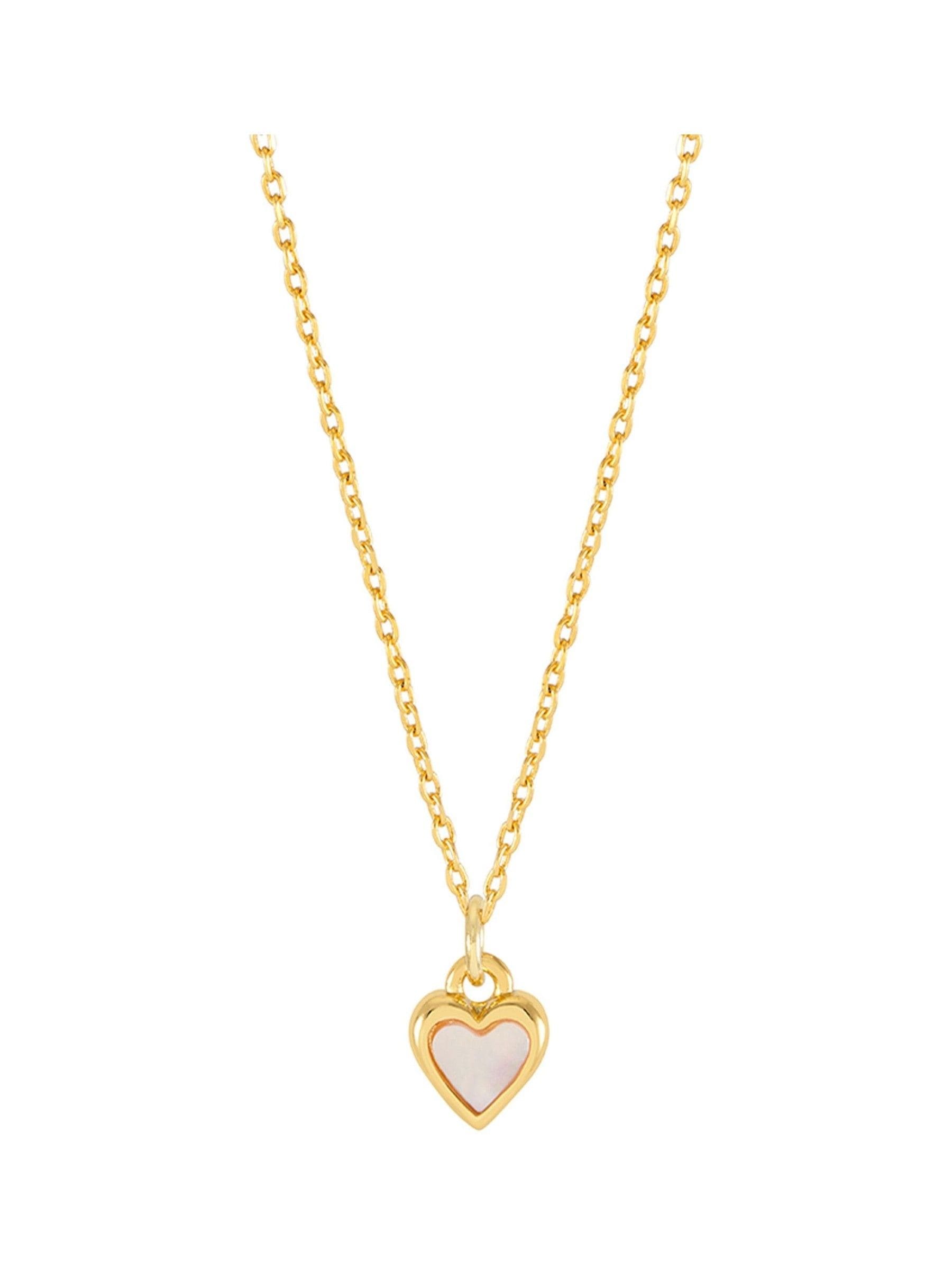 Gold Tone Pink Pearl Heart Necklace Adjustable 44-48 cm