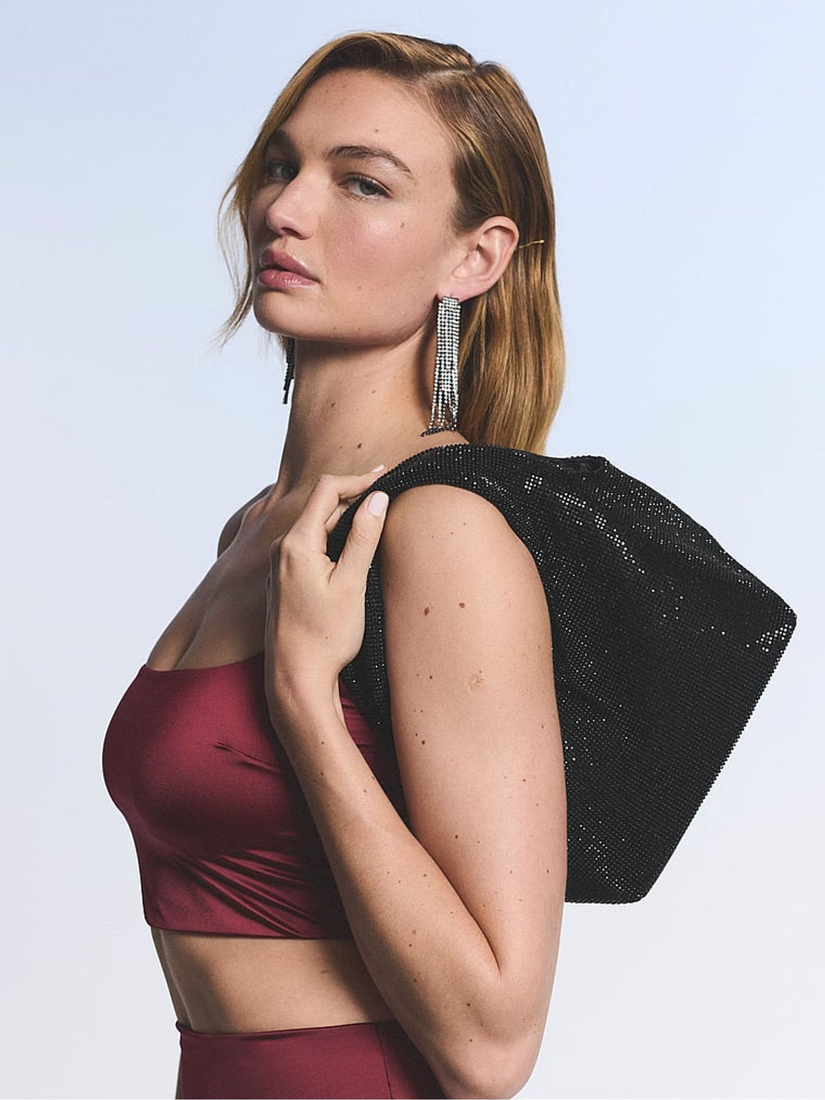 Victoria's Secret black diamanté slouchy mini bag, UK version