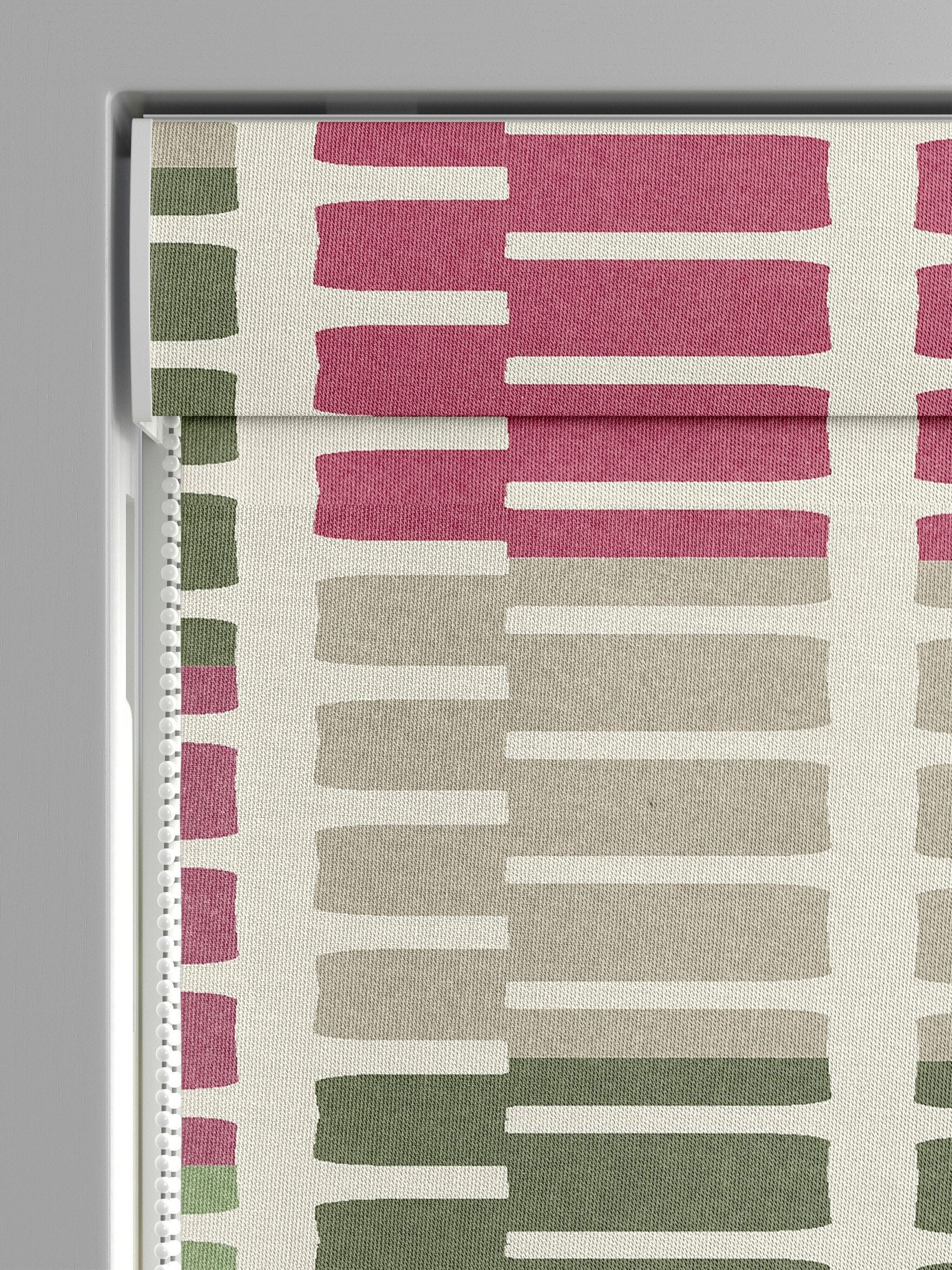 Pink Retro Geo Roman blind made to measure 100% cotton - British product