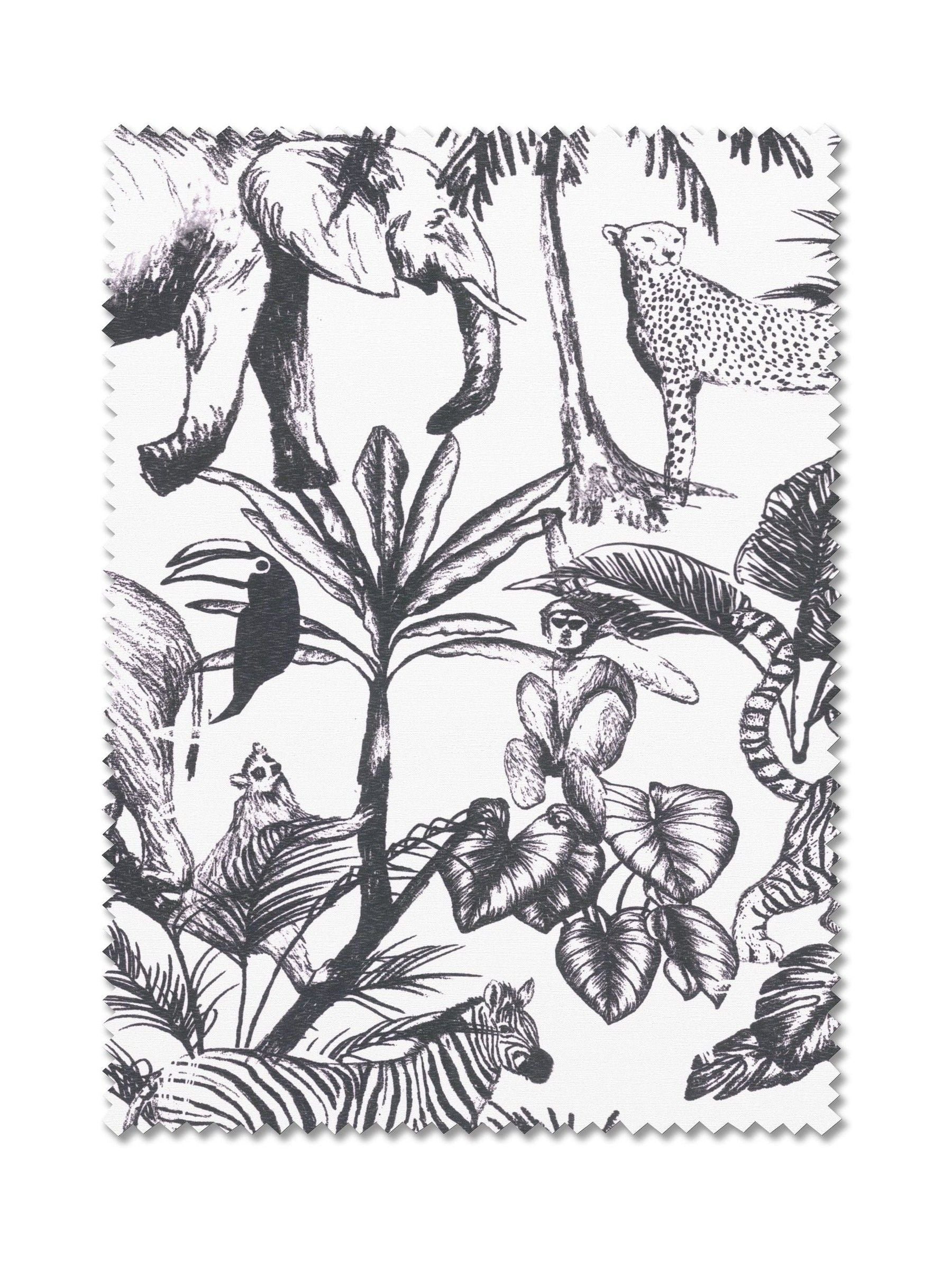 Black and white safari animal roller blind made to measure (British brand)