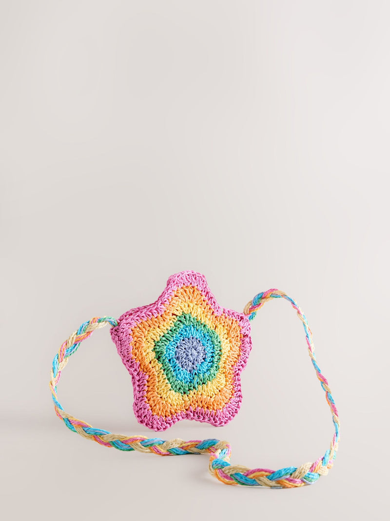 Little Bird straw effect pastel rainbow flower bag British product
