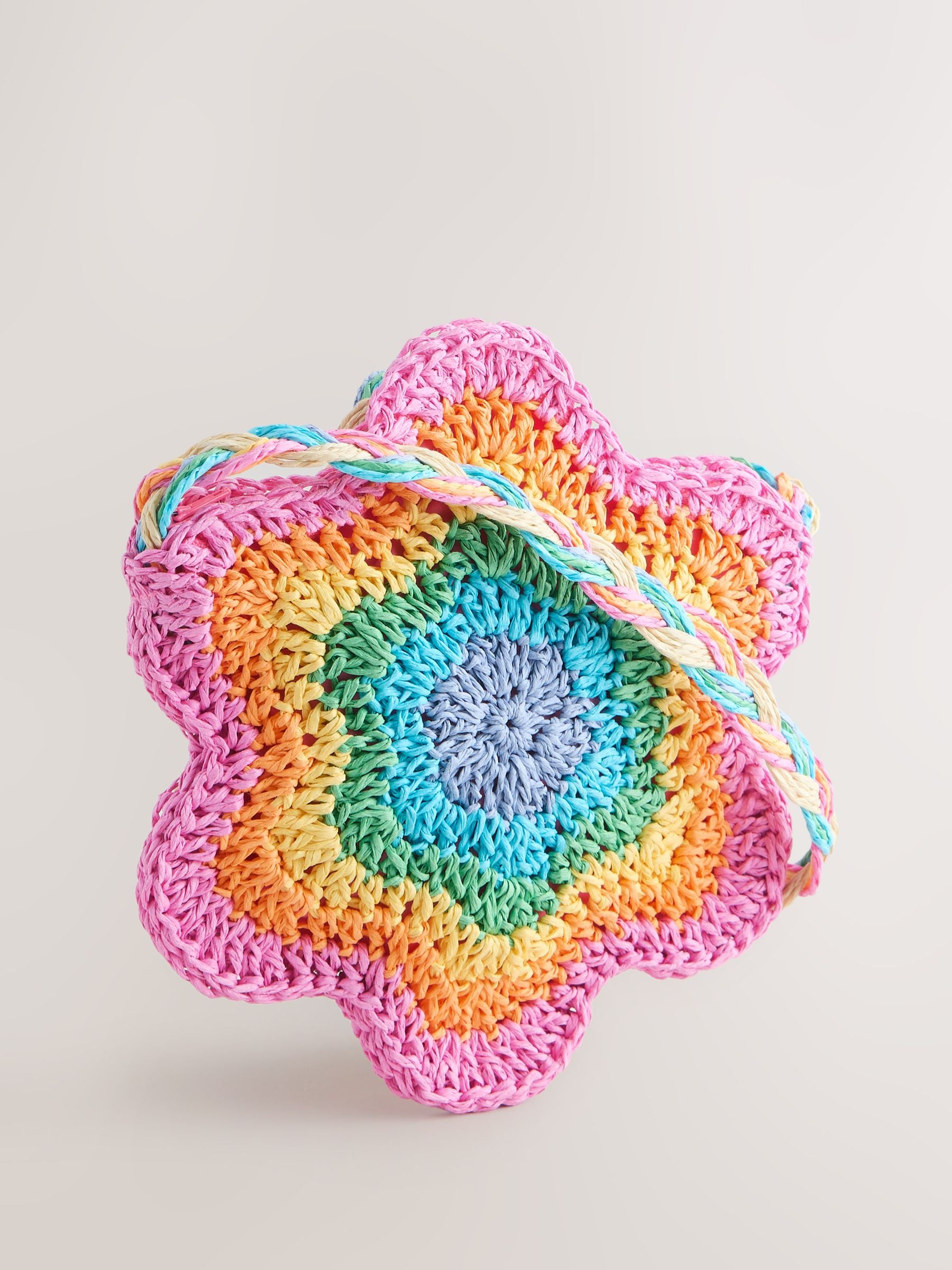 Little Bird straw effect pastel rainbow flower bag British product