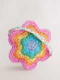 Little Bird straw effect pastel rainbow flower bag British product
