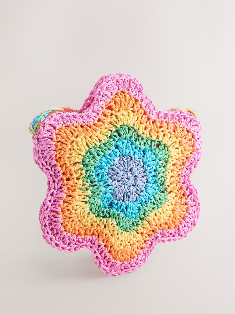 Little Bird straw effect pastel rainbow flower bag British product
