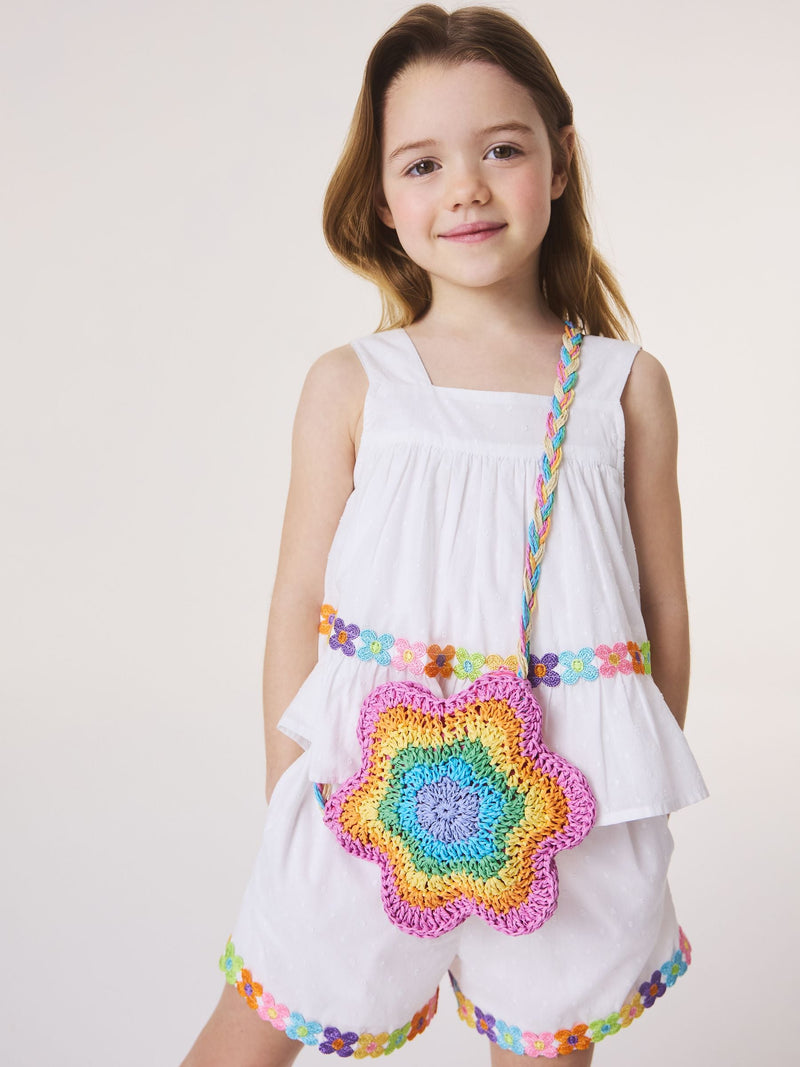 Little Bird straw effect pastel rainbow flower bag British product