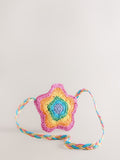 Little Bird straw effect pastel rainbow flower bag British product