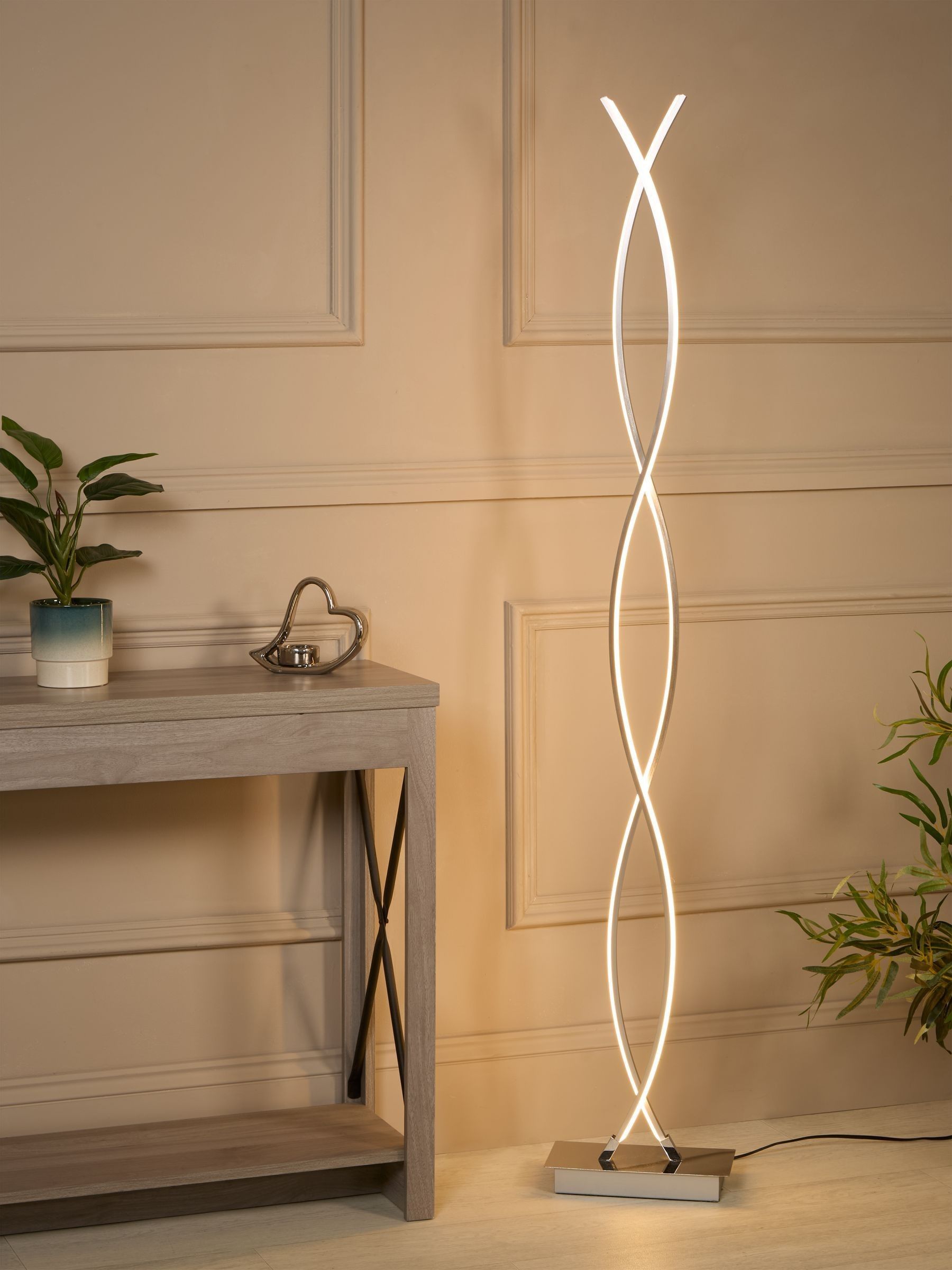 Searchlight Wave floor lamp chrome white, imported from the UK