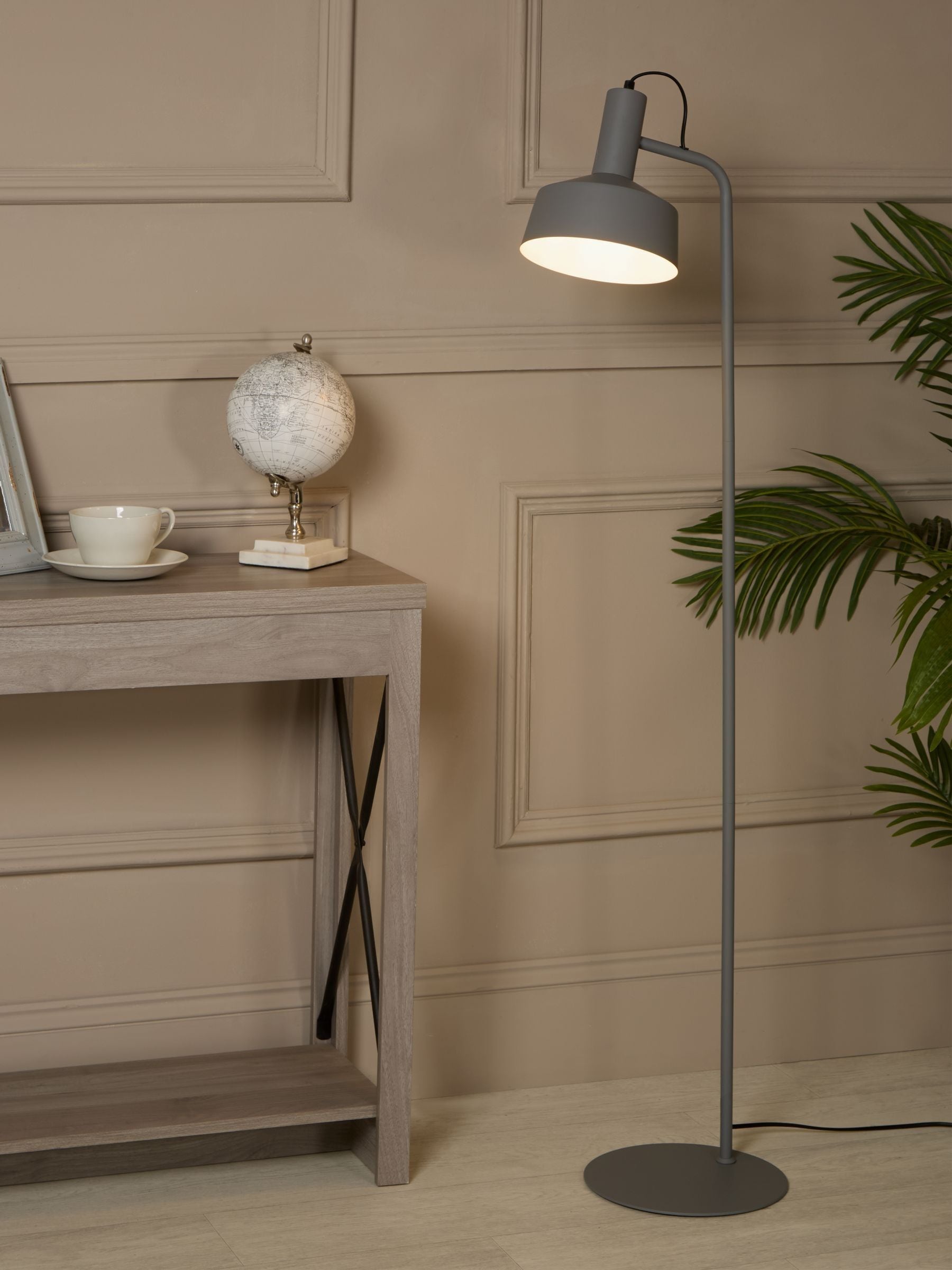 Searchlight Piero matt grey metal floor lamp 137cm, UK version