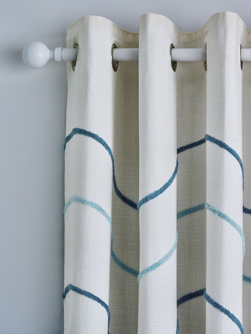 Blue Tuffted Wiggle Eyelet Blackout Curtains - British product