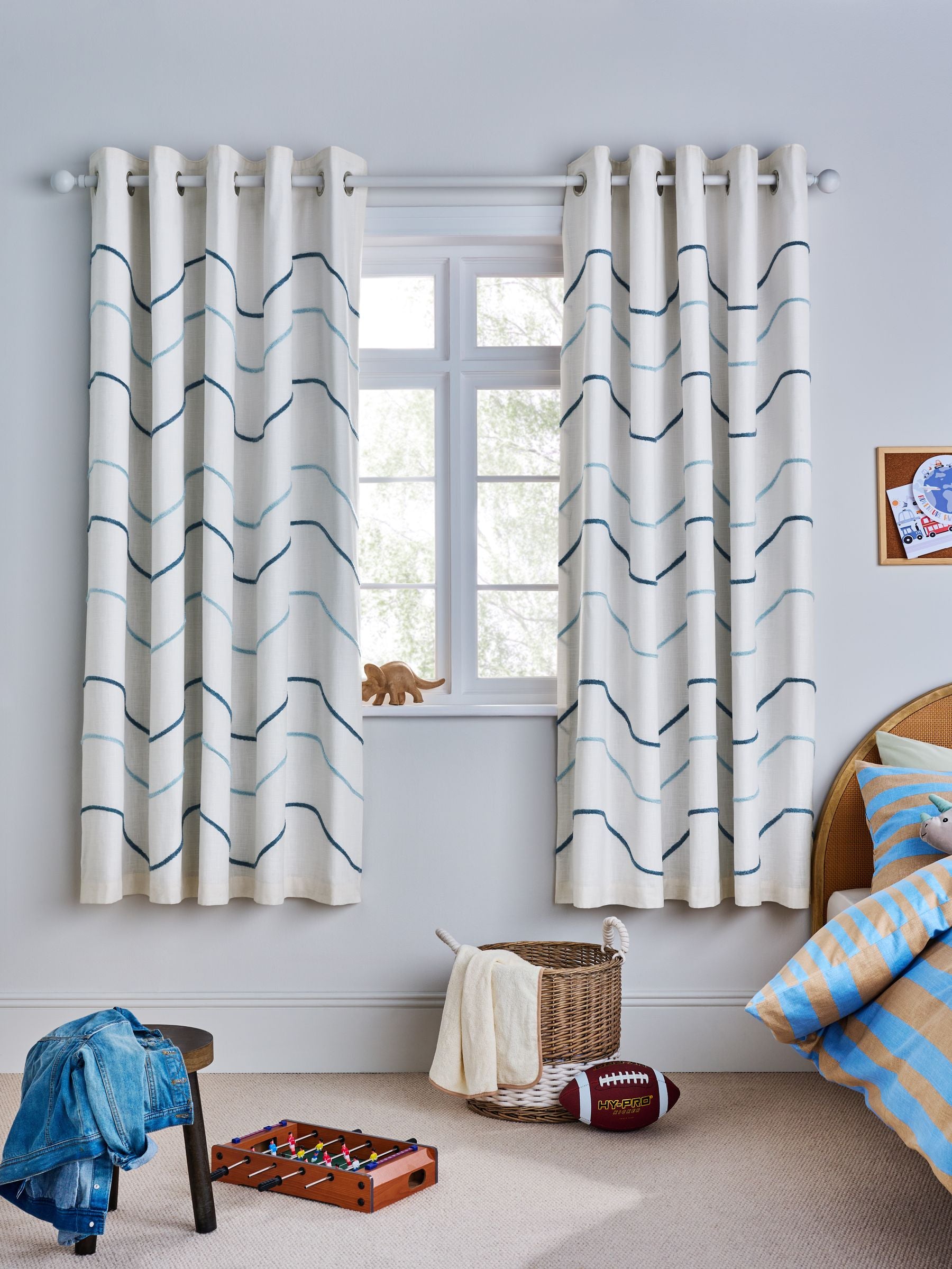 Blue Tuffted Wiggle Eyelet Blackout Curtains - British product