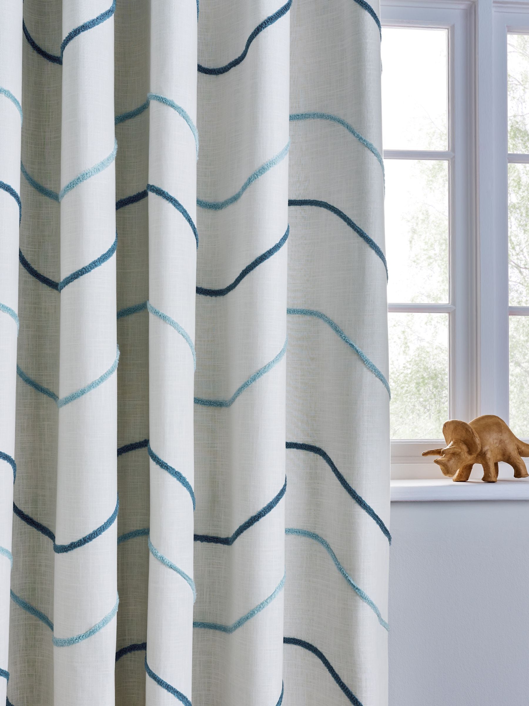 Blue Tuffted Wiggle Eyelet Blackout Curtains - British product