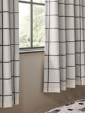 Monochrome grid eyelet blackout curtains, UK version