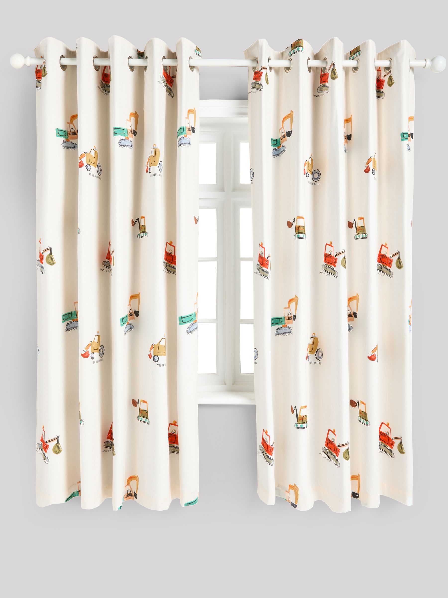 Neutral Diggers eyelet blackout curtains digger print (British brand)