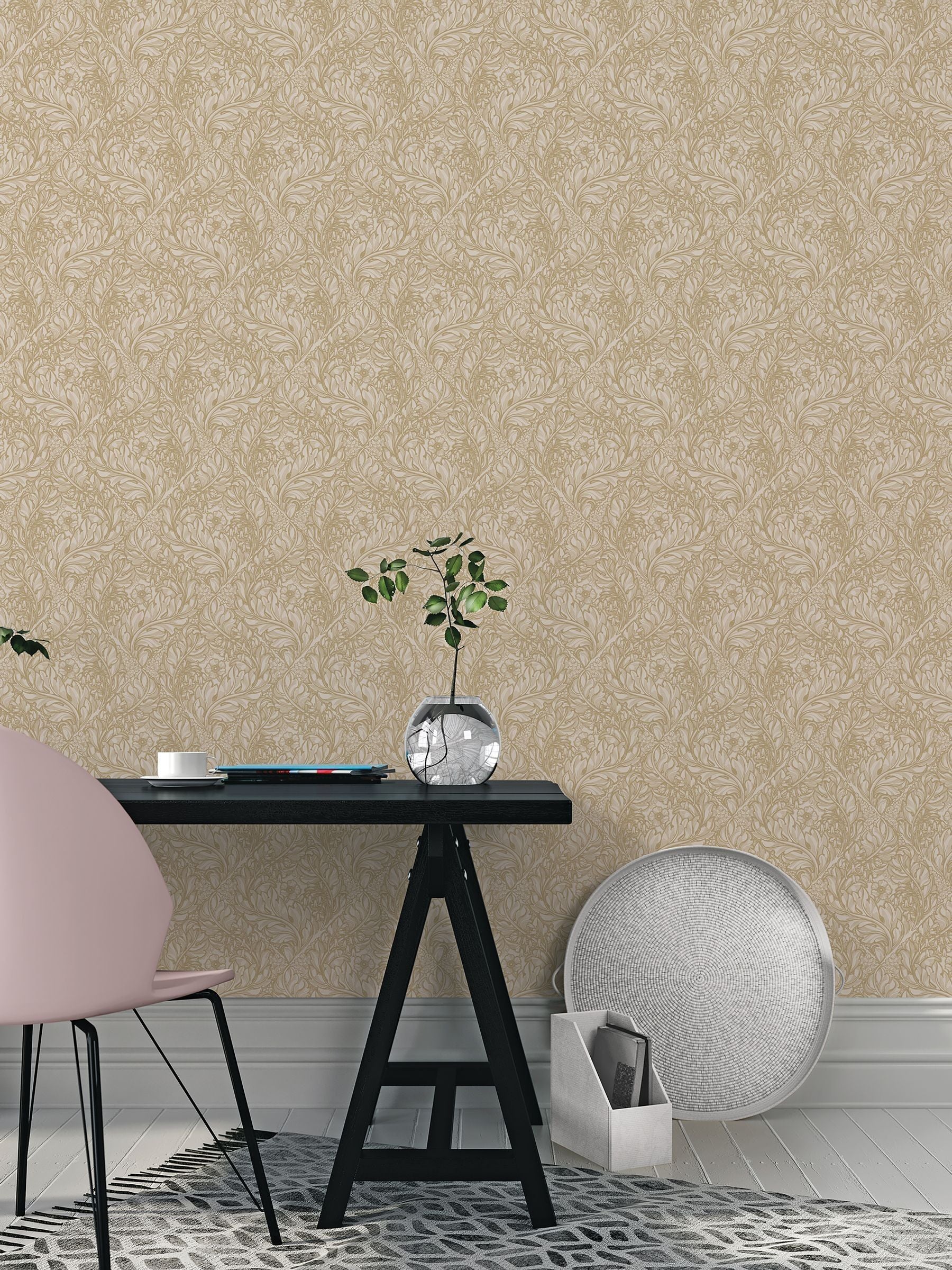 Laurence Llewelyn-Bowen Green Rambleicious Floral Print A4 Wallpaper Sample