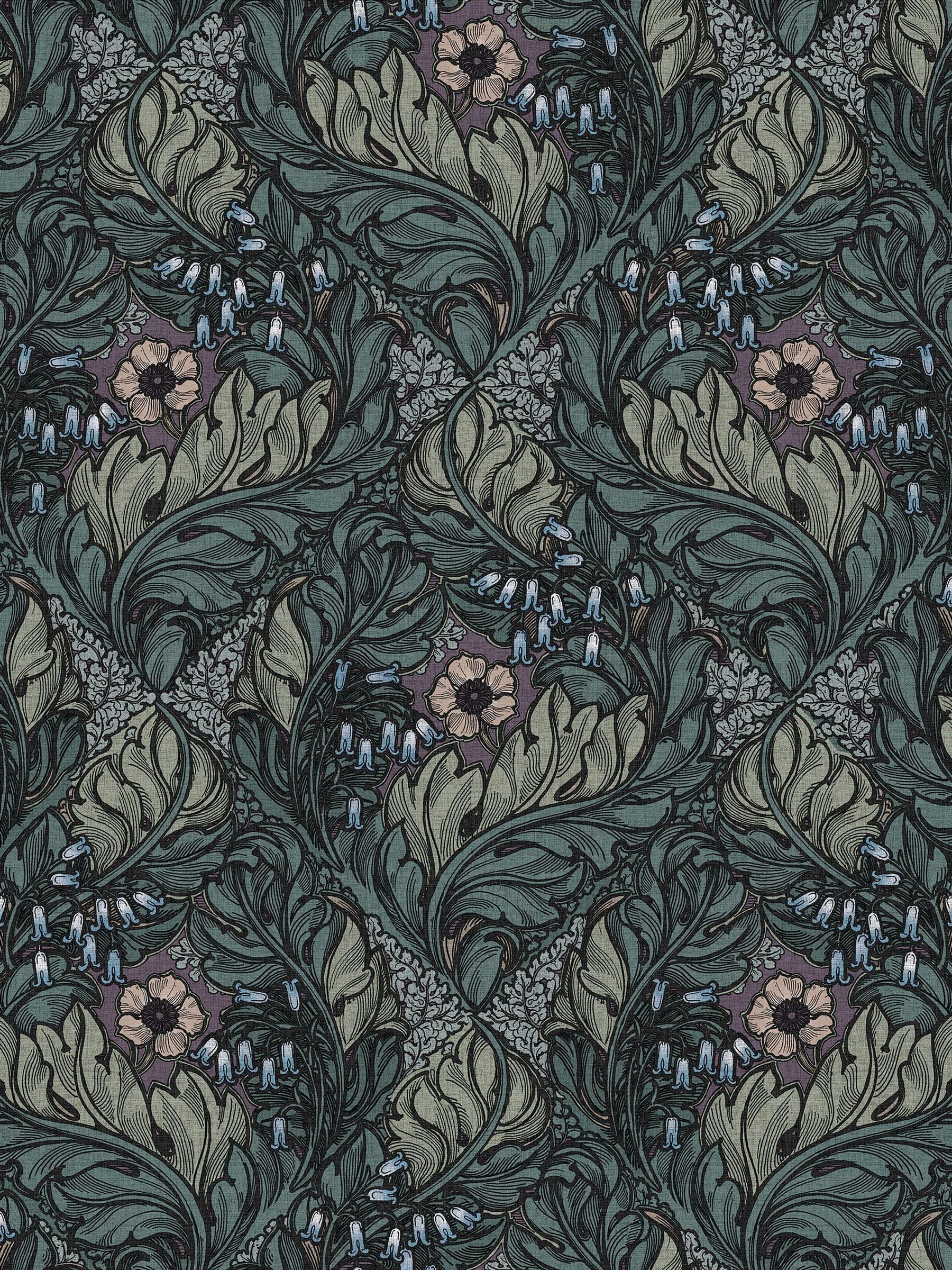 Laurence Llewelyn-Bowen green floral wallpaper sample A4, imported from the UK