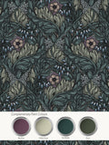 Laurence Llewelyn-Bowen green floral wallpaper sample A4, imported from the UK