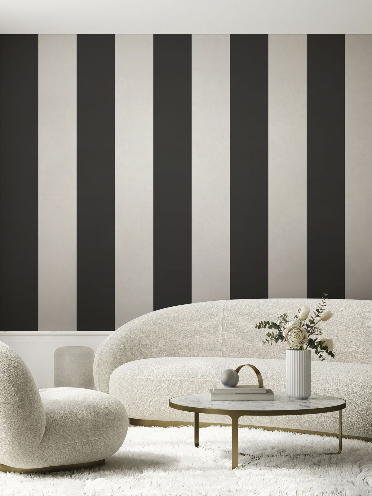 Style Sisters Beige Half Stripe A4 Wallpaper Sample