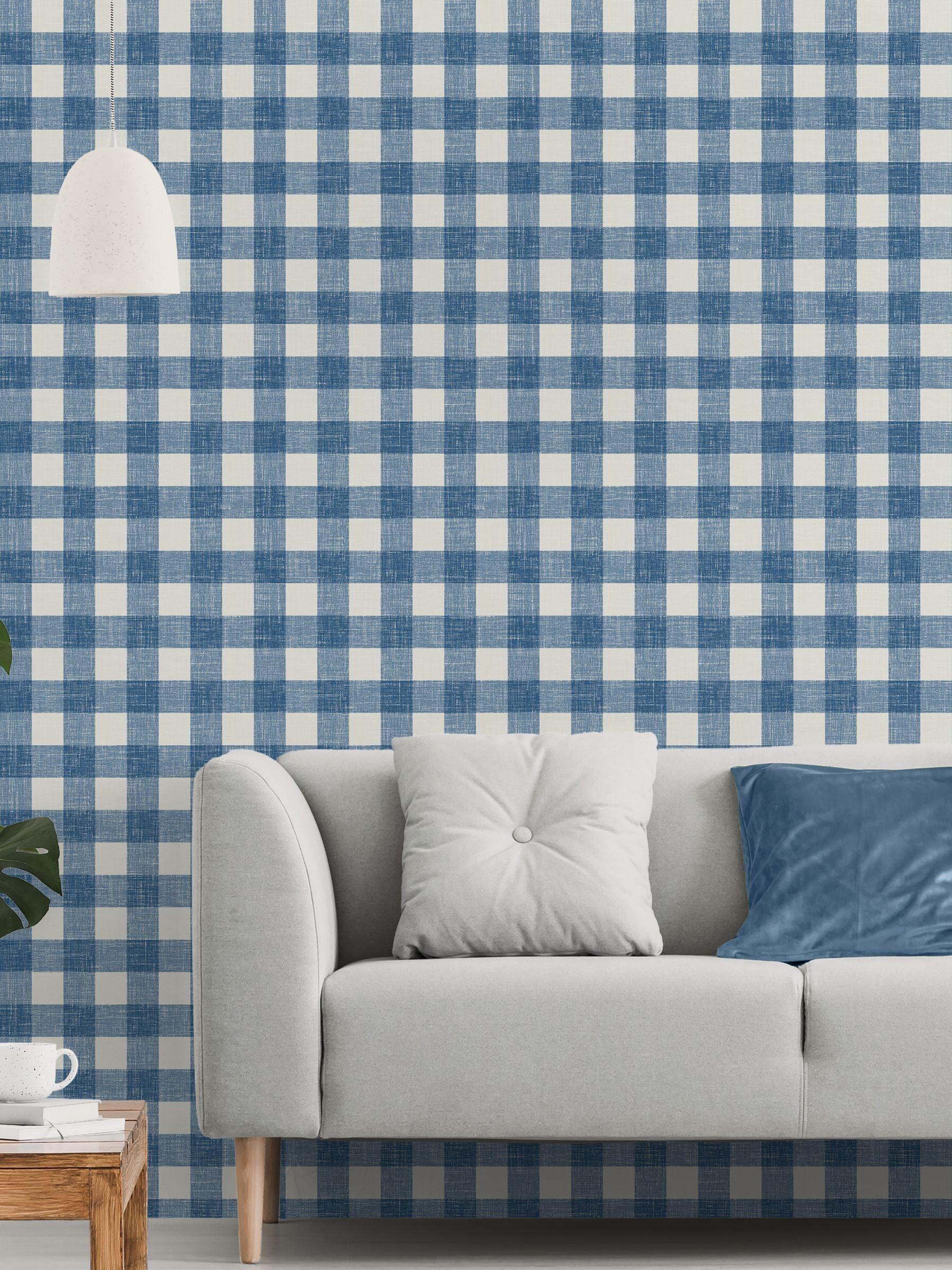 Galerie Blue French Country Plaid A4 Wallpaper Sample
