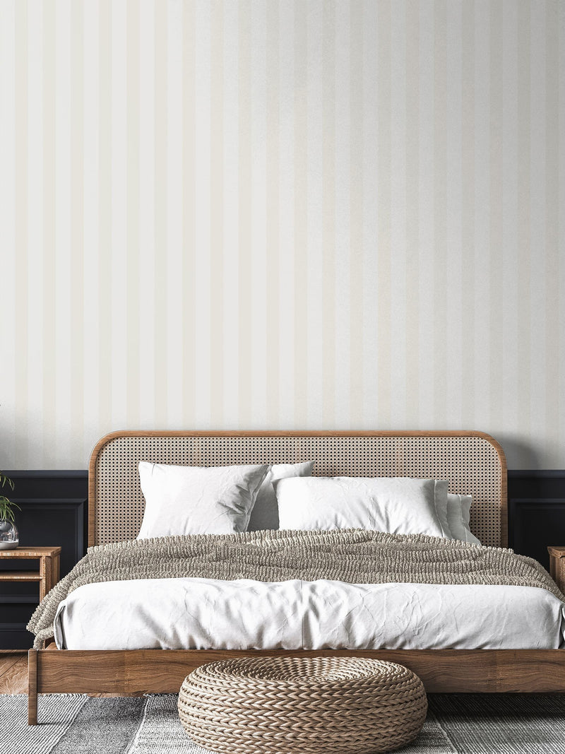 Style Sisters White Flock Stripe A4 Wallpaper Sample