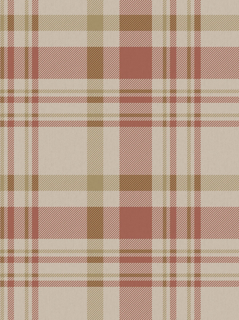 Galerie Red Spring Blossom Plaid wallpaper sample A4, imported from the UK