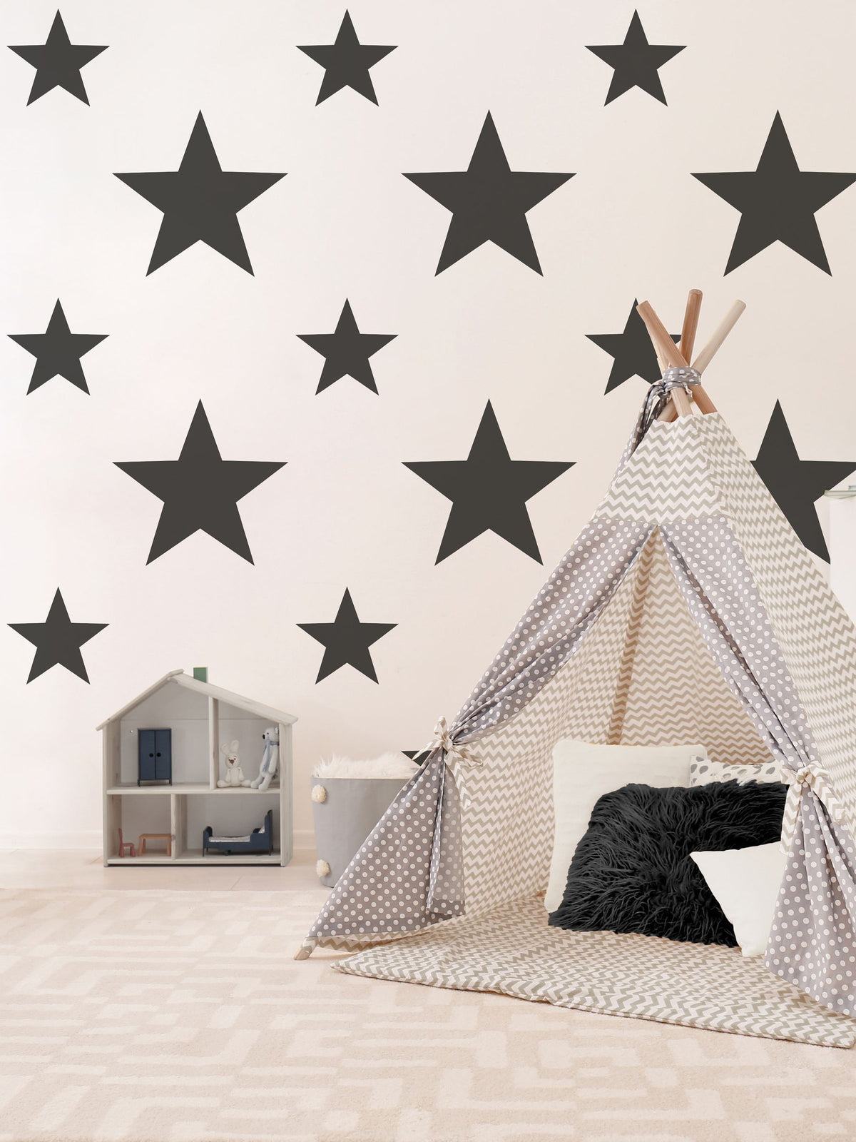 Style Sisters Black Double Star A4 Wallpaper Sample