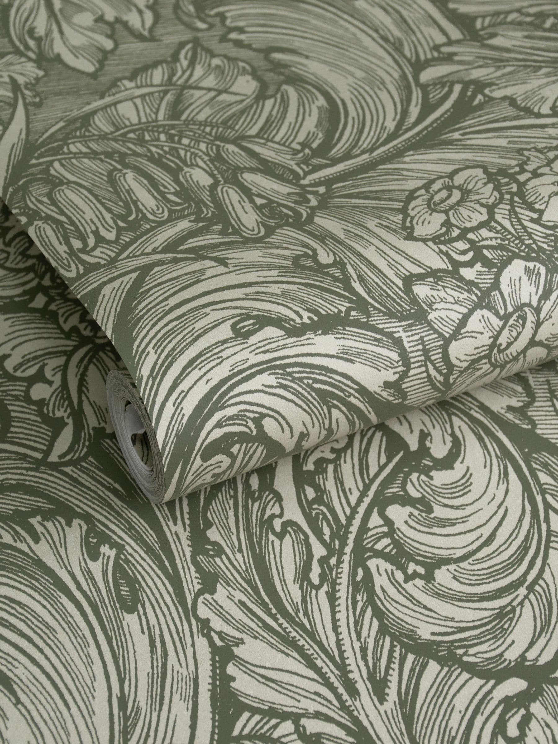 Laurence Llewelyn-Bowen wallpaper sample Hedgerovia green floral print A4 - British product