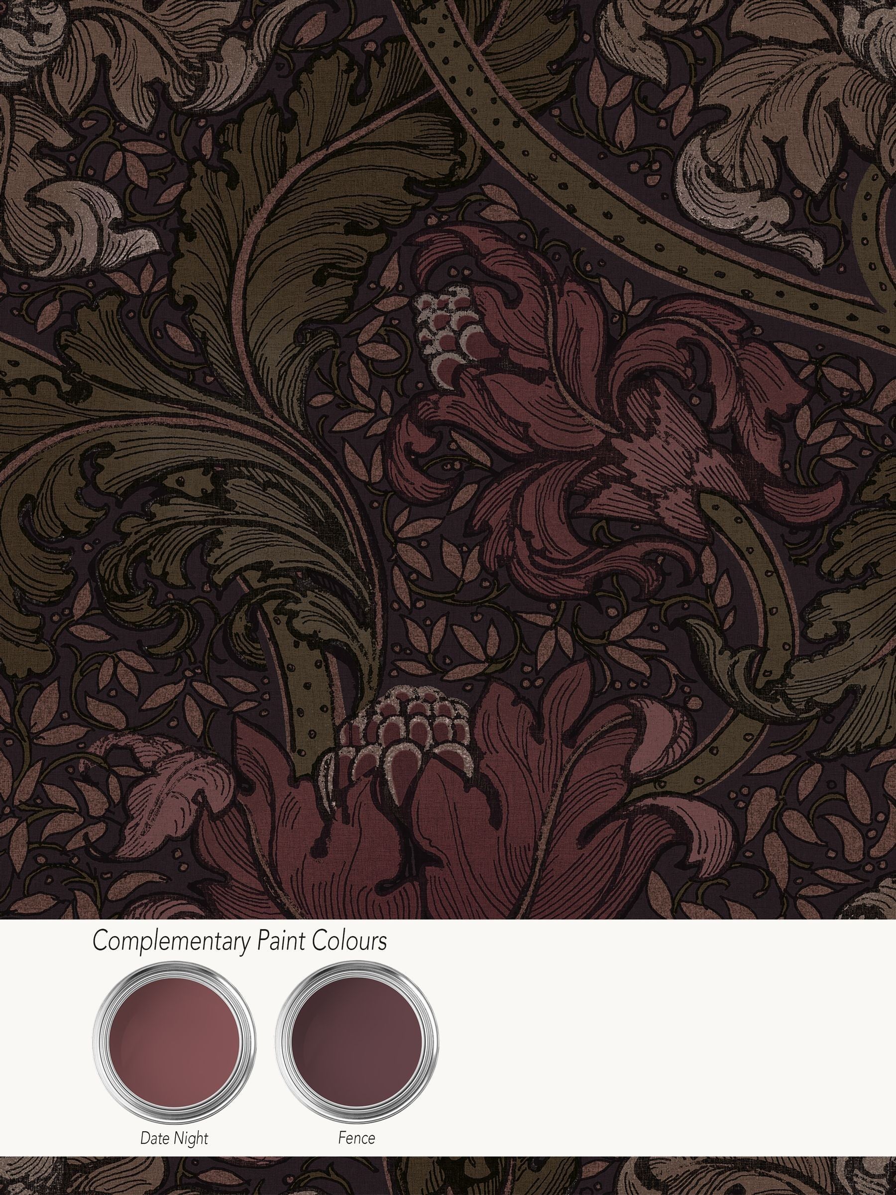 Laurence Llewelyn-Bowen red Morris Major floral wallpaper sample A4, imported from the UK