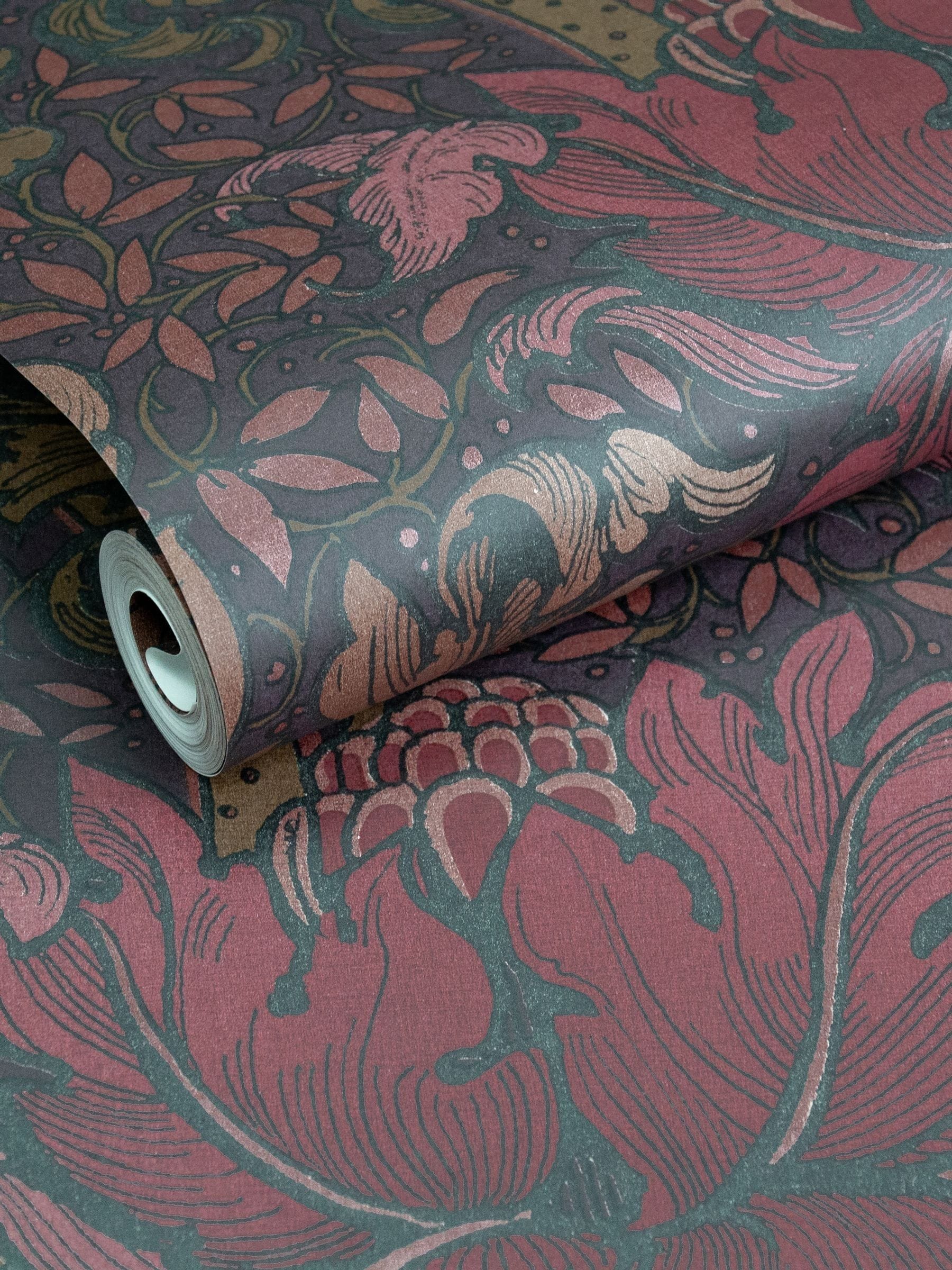 Laurence Llewelyn-Bowen red Morris Major floral wallpaper sample A4, imported from the UK