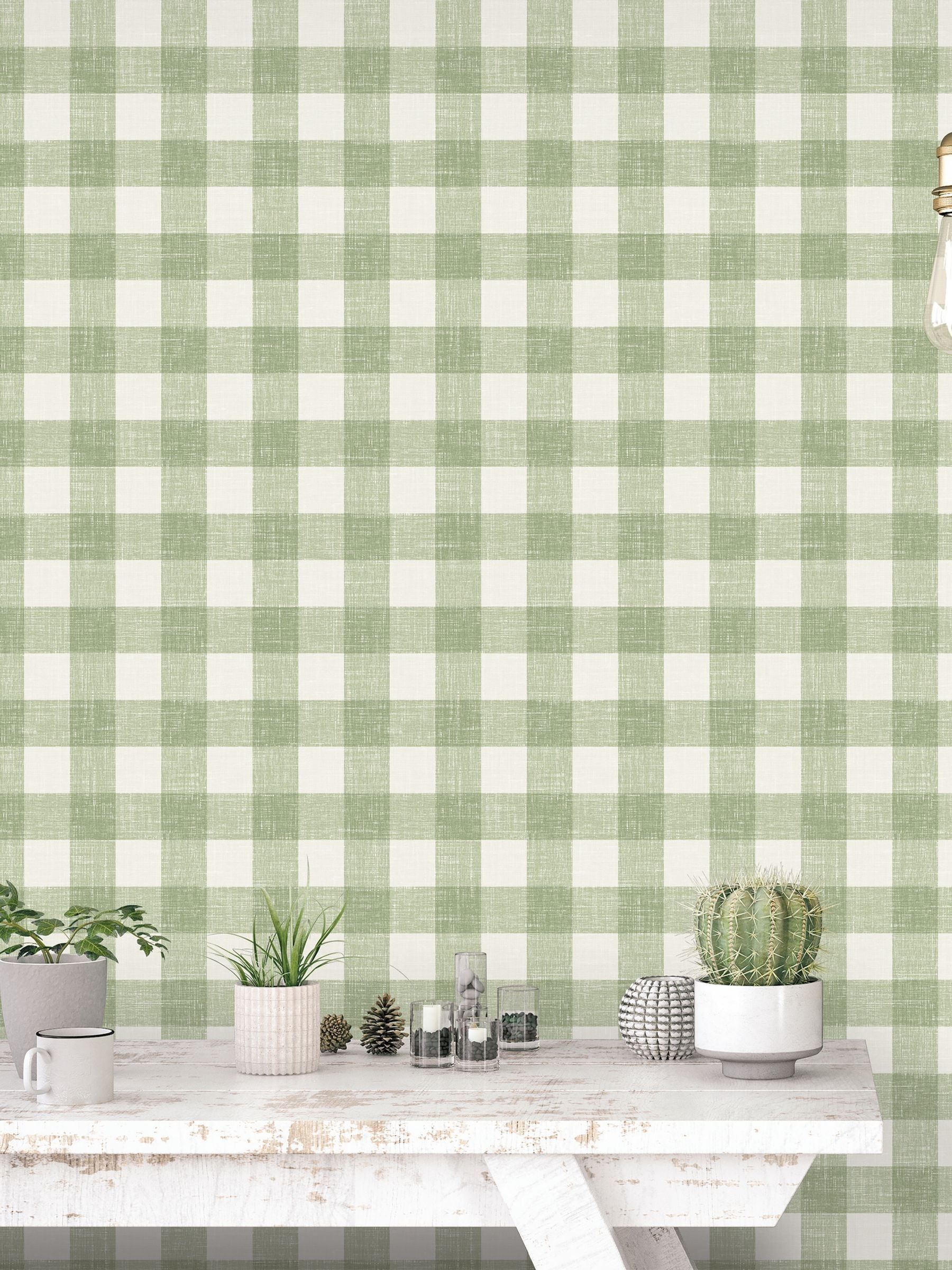 Galerie Green French Country Plaid A4 Wallpaper Sample