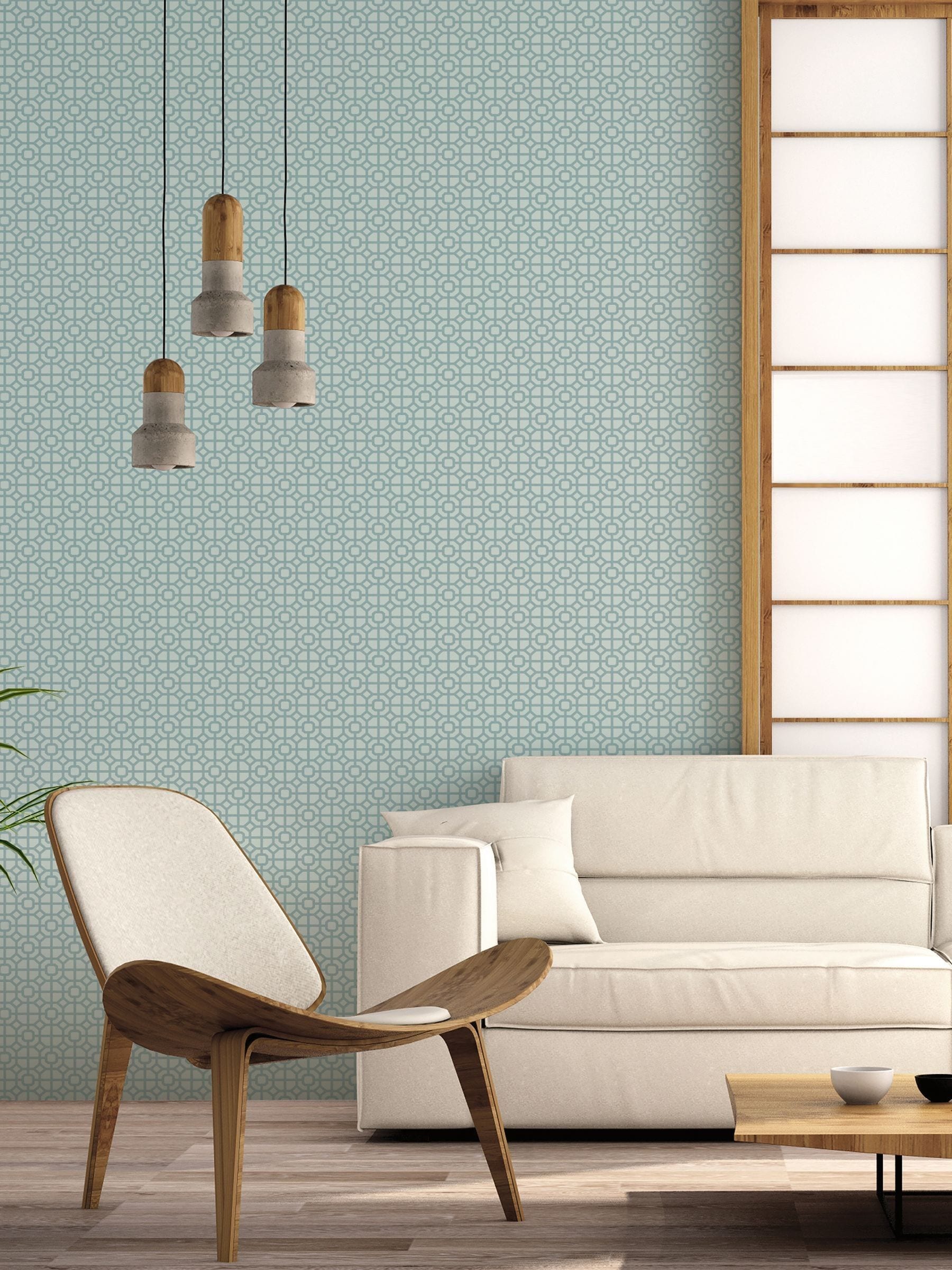 Galerie Blue Spring Blossom Lattice A4 Wallpaper Sample