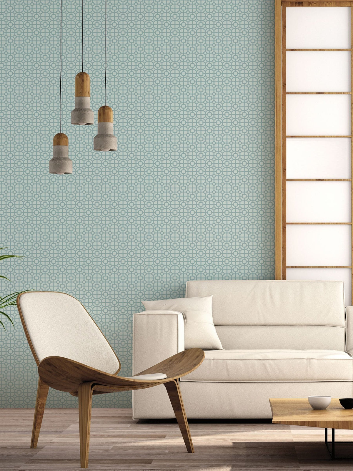 Galerie Blue Spring Blossom Lattice A4 Wallpaper Sample