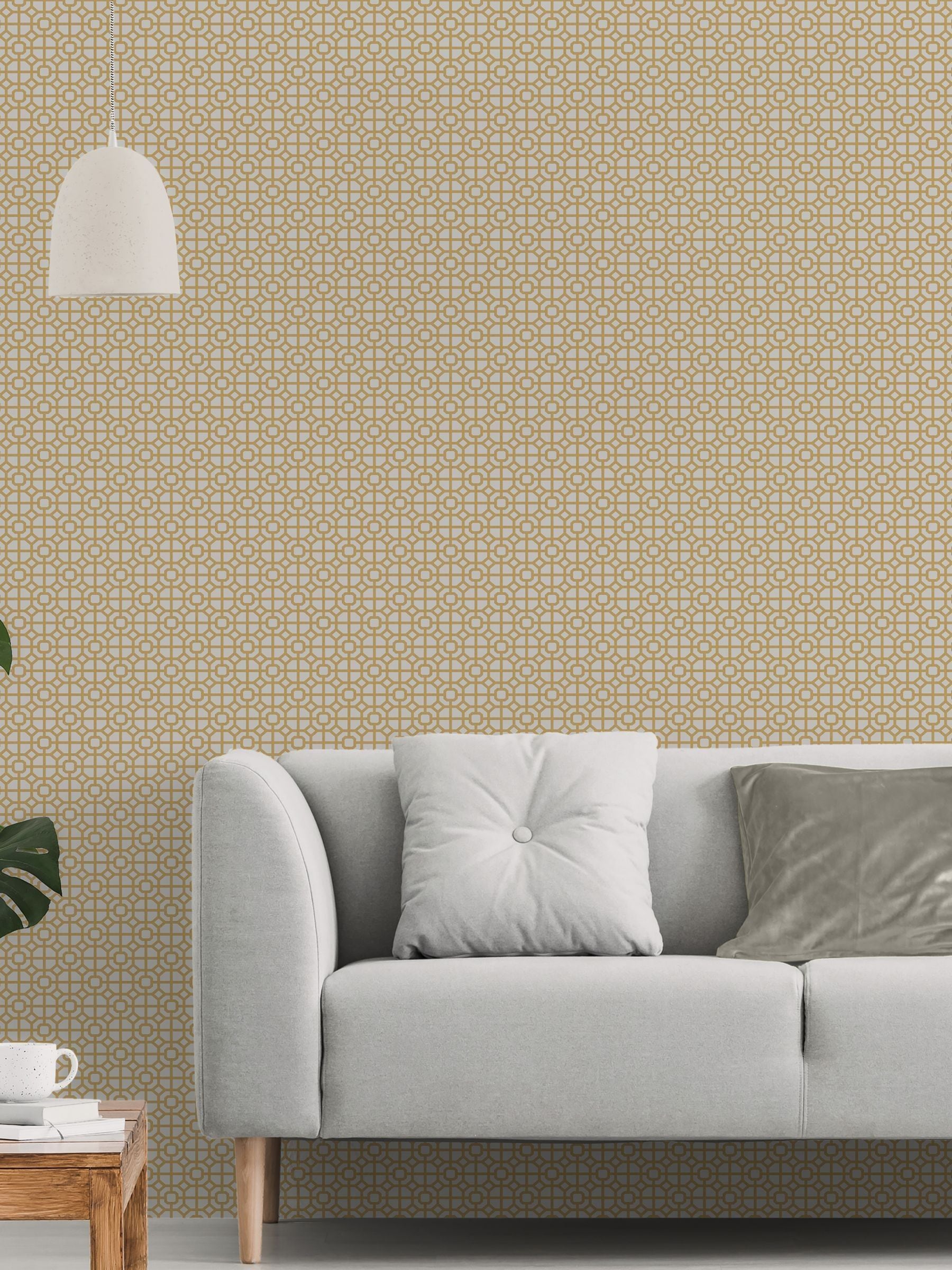 Galerie Yellow Spring Blossom Lattice A4 Wallpaper Sample