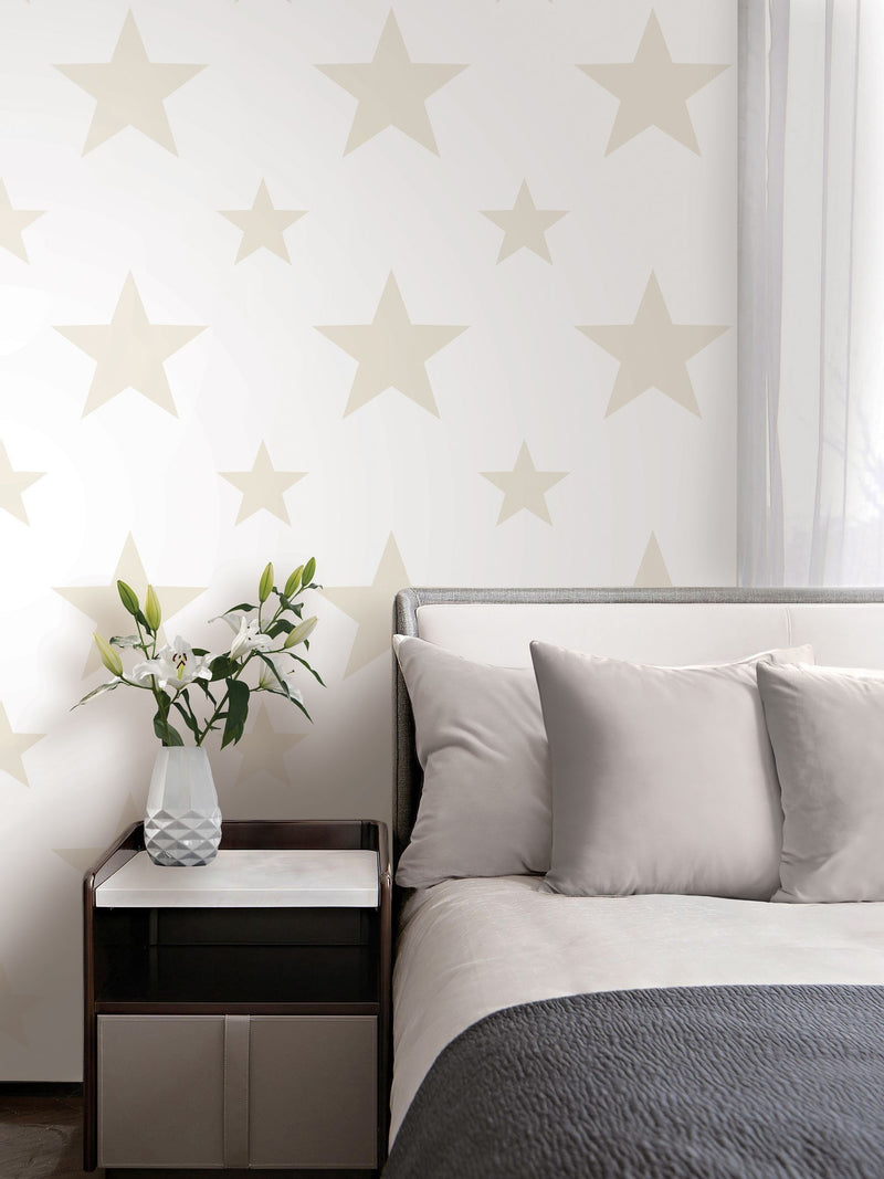 Style Sisters Beige Double Star A4 Wallpaper Sample