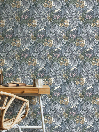 Next Laurence Llewelyn-Bowen Blue Hedgerovia Floral Print A4 Wallpaper Sample- Buy online at McGrocer