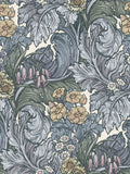 Laurence Llewelyn-Bowen blue Hedgerovia floral print wallpaper sample A4 (British brand)
