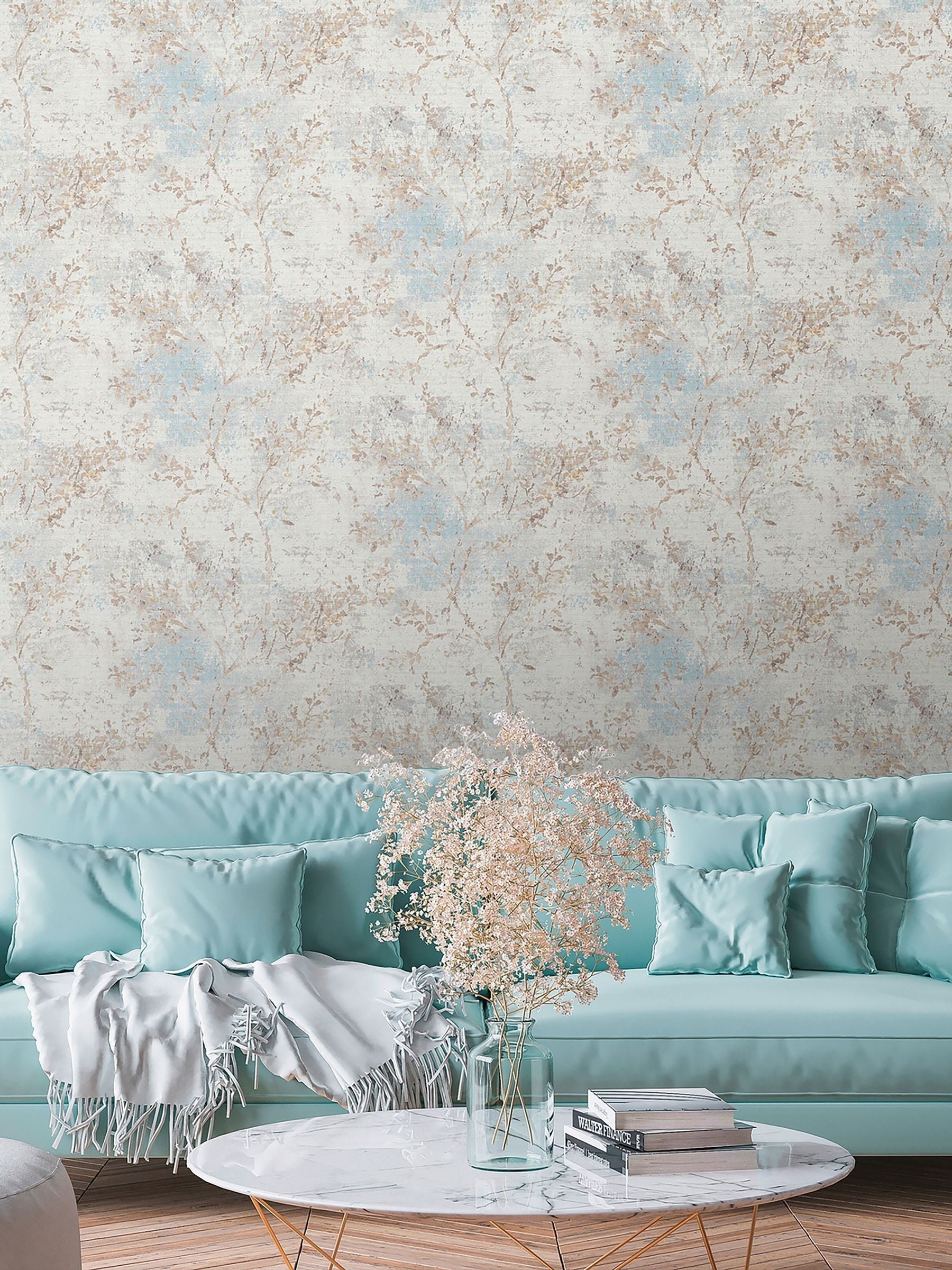 Galerie beige Welcome Home Tree Leaf wallpaper sample A4, UK version