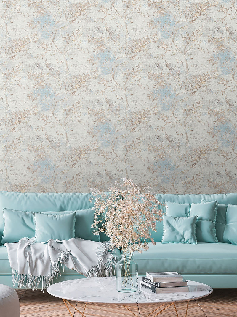Galerie beige Welcome Home Tree Leaf wallpaper sample A4, UK version