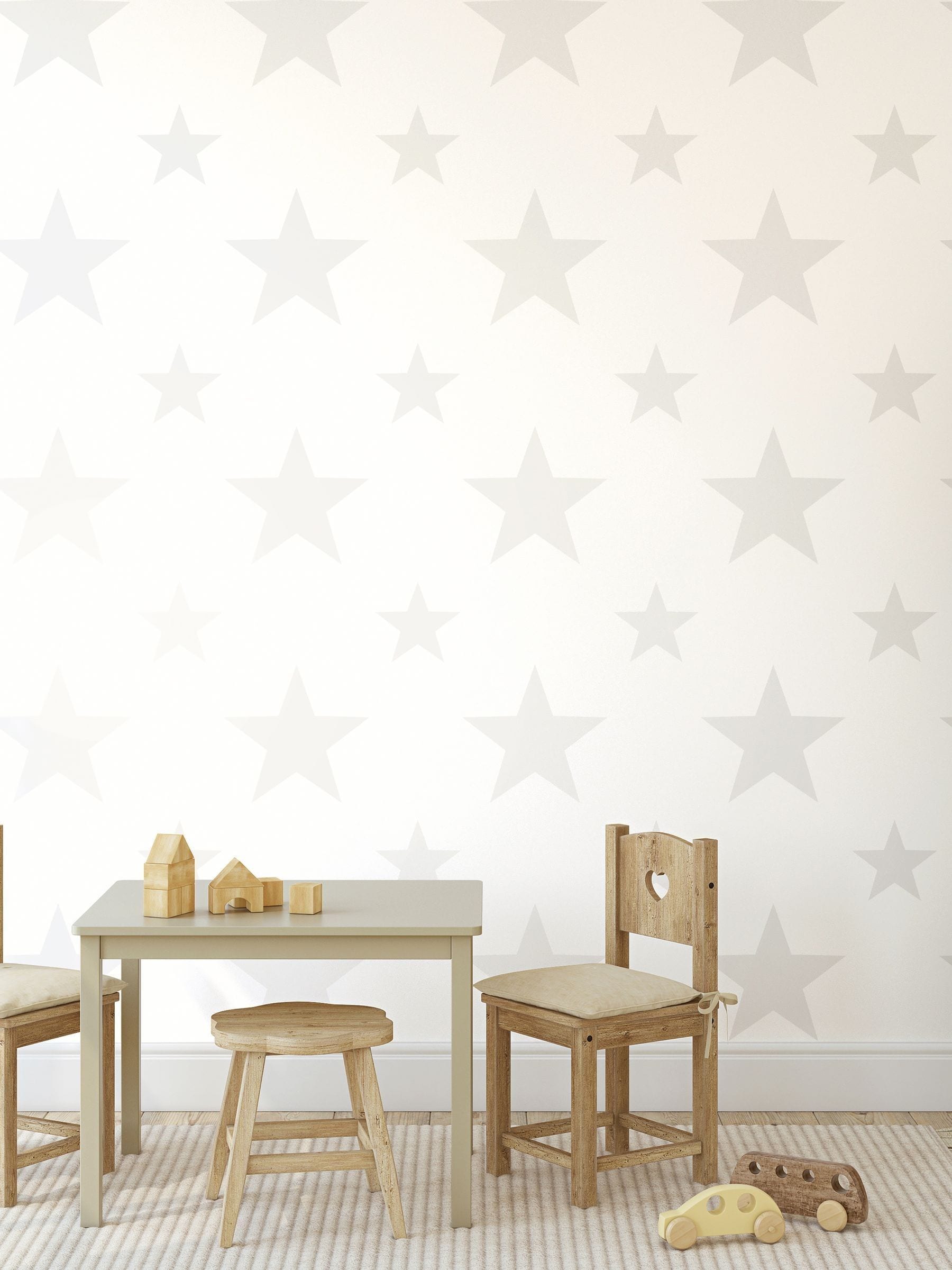 Style Sisters White Double Star A4 Wallpaper Sample