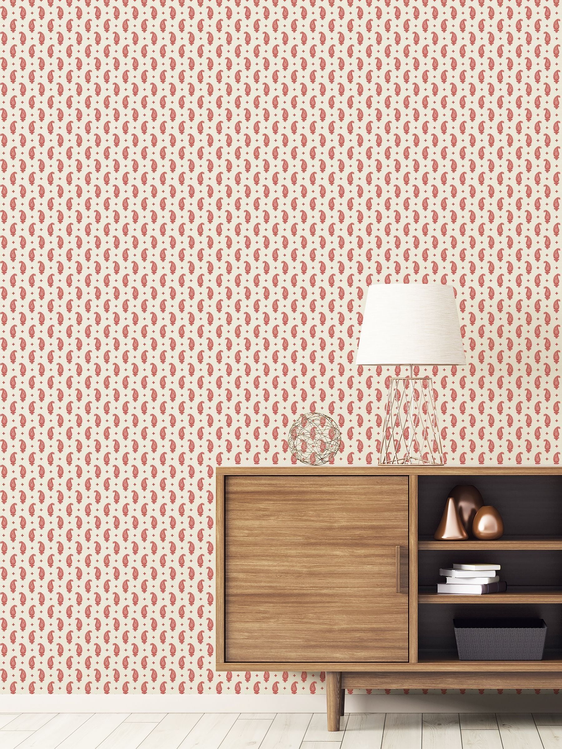 Galerie Red French Country Motif A4 Wallpaper Sample